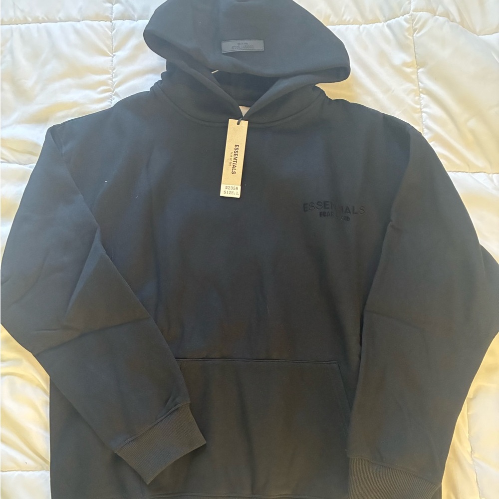 Essentials Black Hooded Sweatshirt Fear of god
